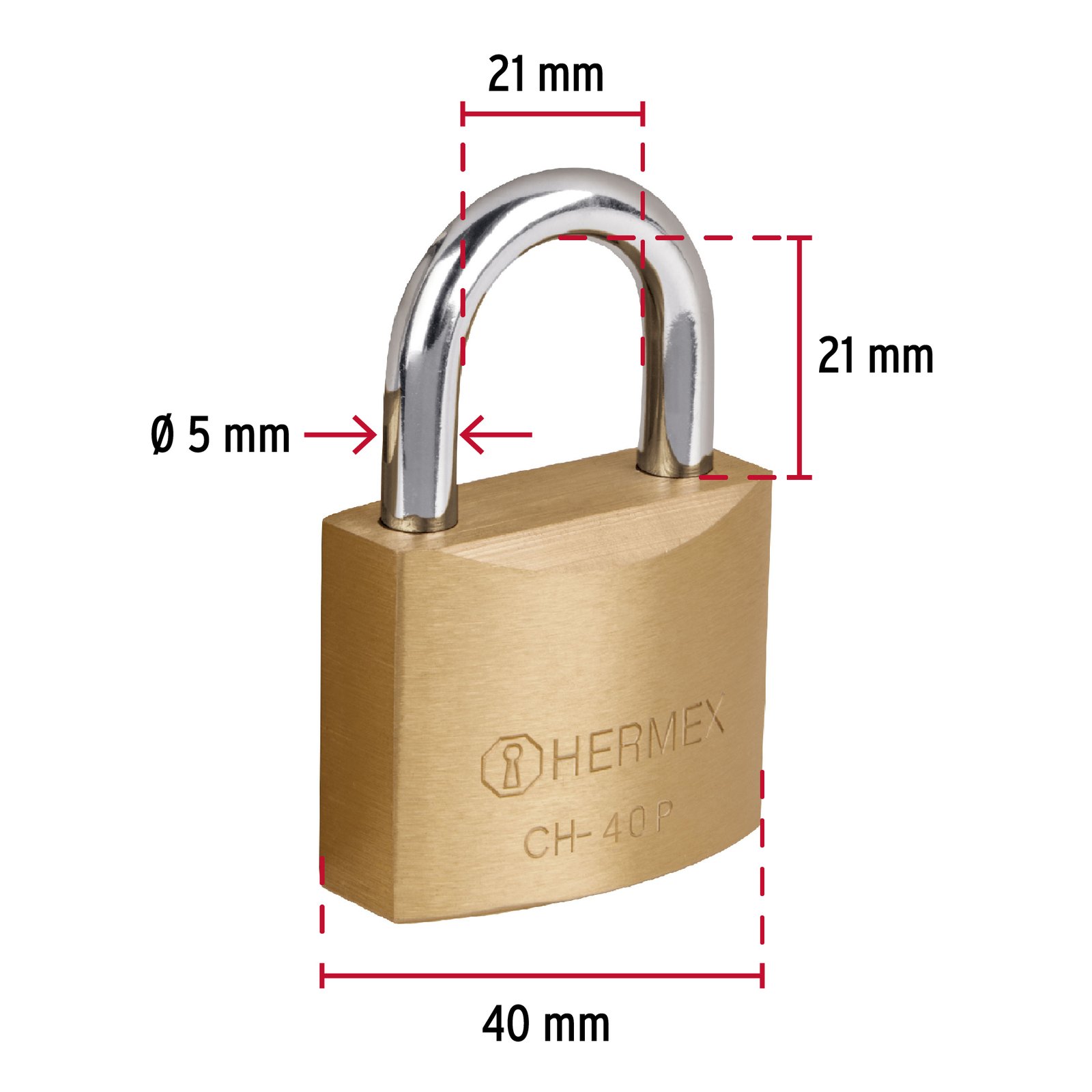 Hermex COR-75Q, Candado antipalanca, cuerpo de latón de 75mm, alta  seguridad, llave de puntos